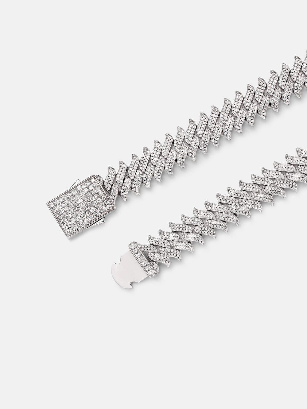 12mm S925 Moissanite Spiked Laurel Cuban Bracelet