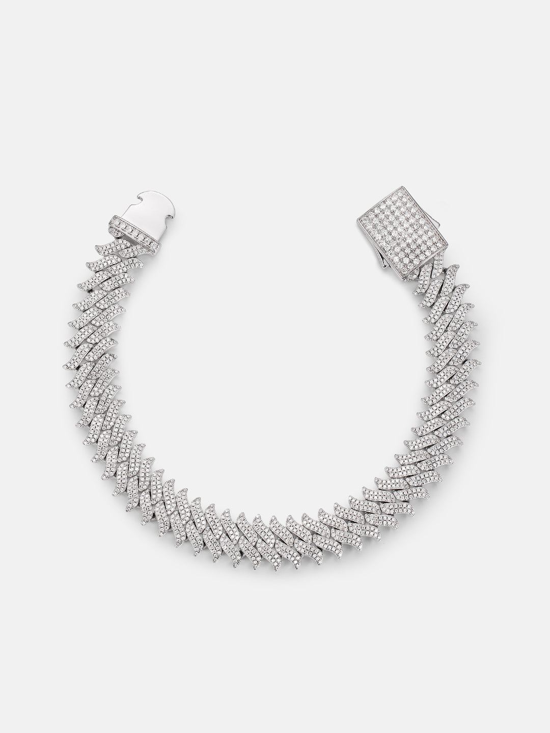 12mm S925 Moissanite Spiked Laurel Cuban Bracelet