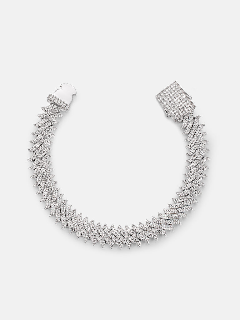 Made to Order 12mm S925 Moissanite Spiked Laurel Cuban Chain or Bracelet