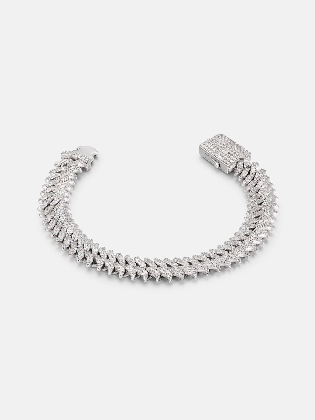 12mm S925 Moissanite Spiked Laurel Cuban Bracelet