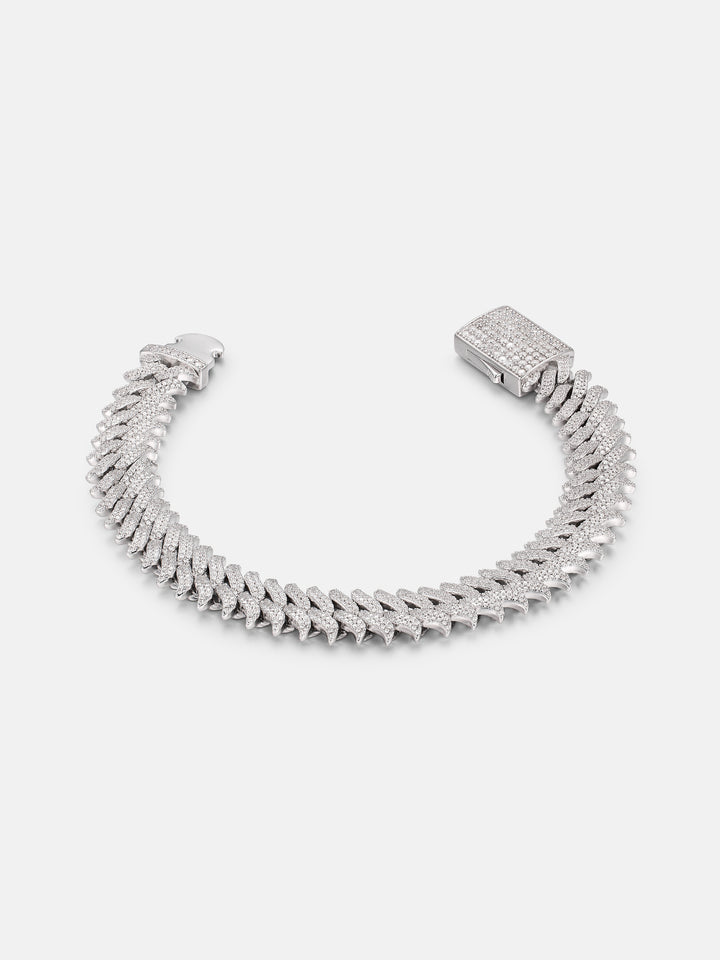 12mm S925 Moissanite Spiked Laurel Cuban Bracelet
