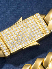 Made To Order 12mm Plain Prong Link Bracelet with Iced Clasp