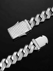 Made To Order 12mm Plain Prong Link Bracelet with Iced Clasp