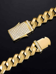 Made To Order 12mm Plain Prong Link Bracelet with Iced Clasp