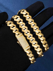Made To Order 12mm Plain Prong Link Bracelet with Iced Clasp