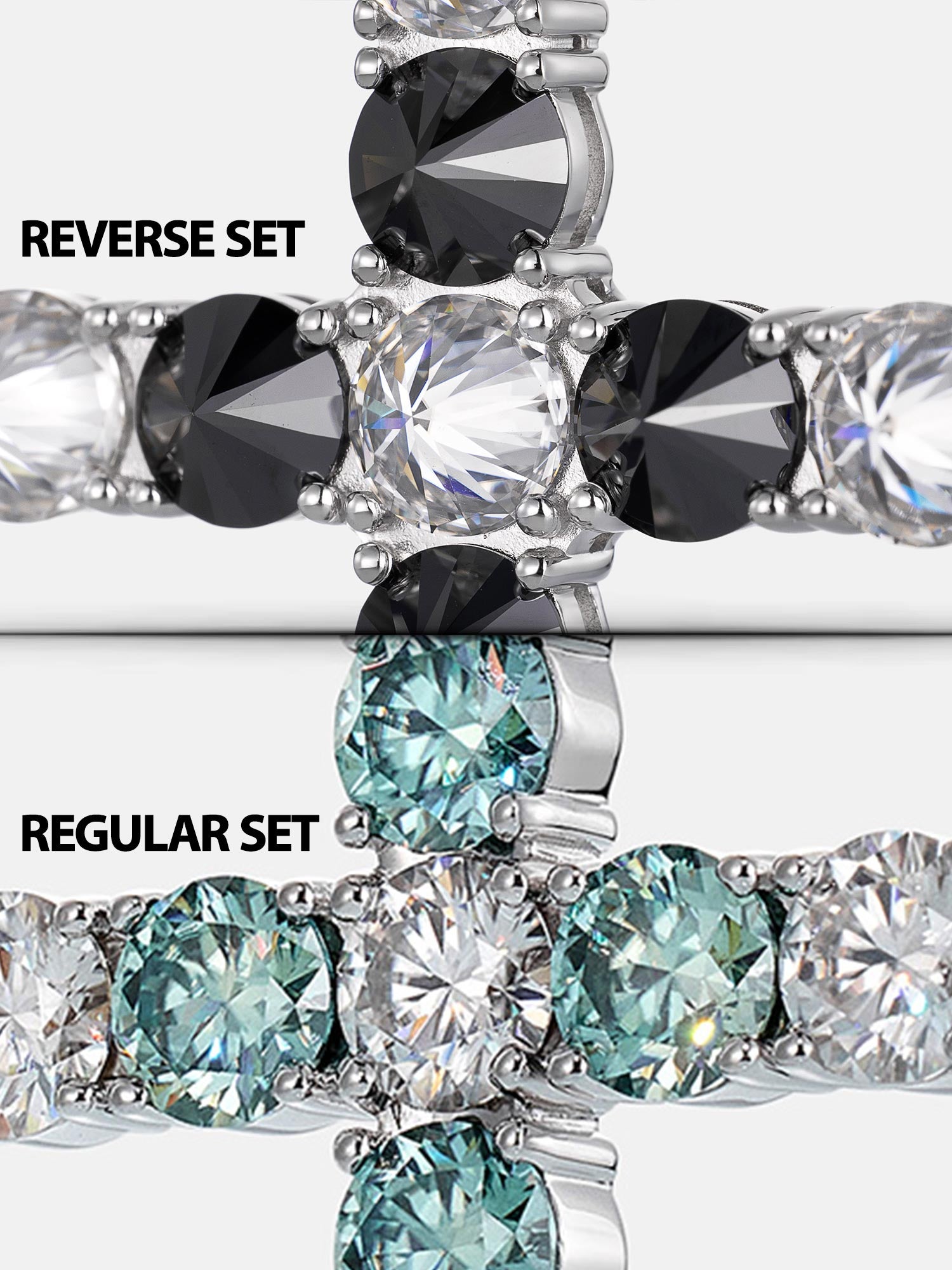 13CT Duo-Tone Reverse Set Moissanite Cross Pendant