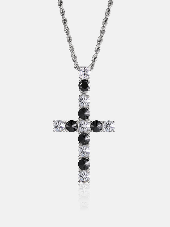 13CT Duo-Tone Reverse Set Moissanite Cross Pendant