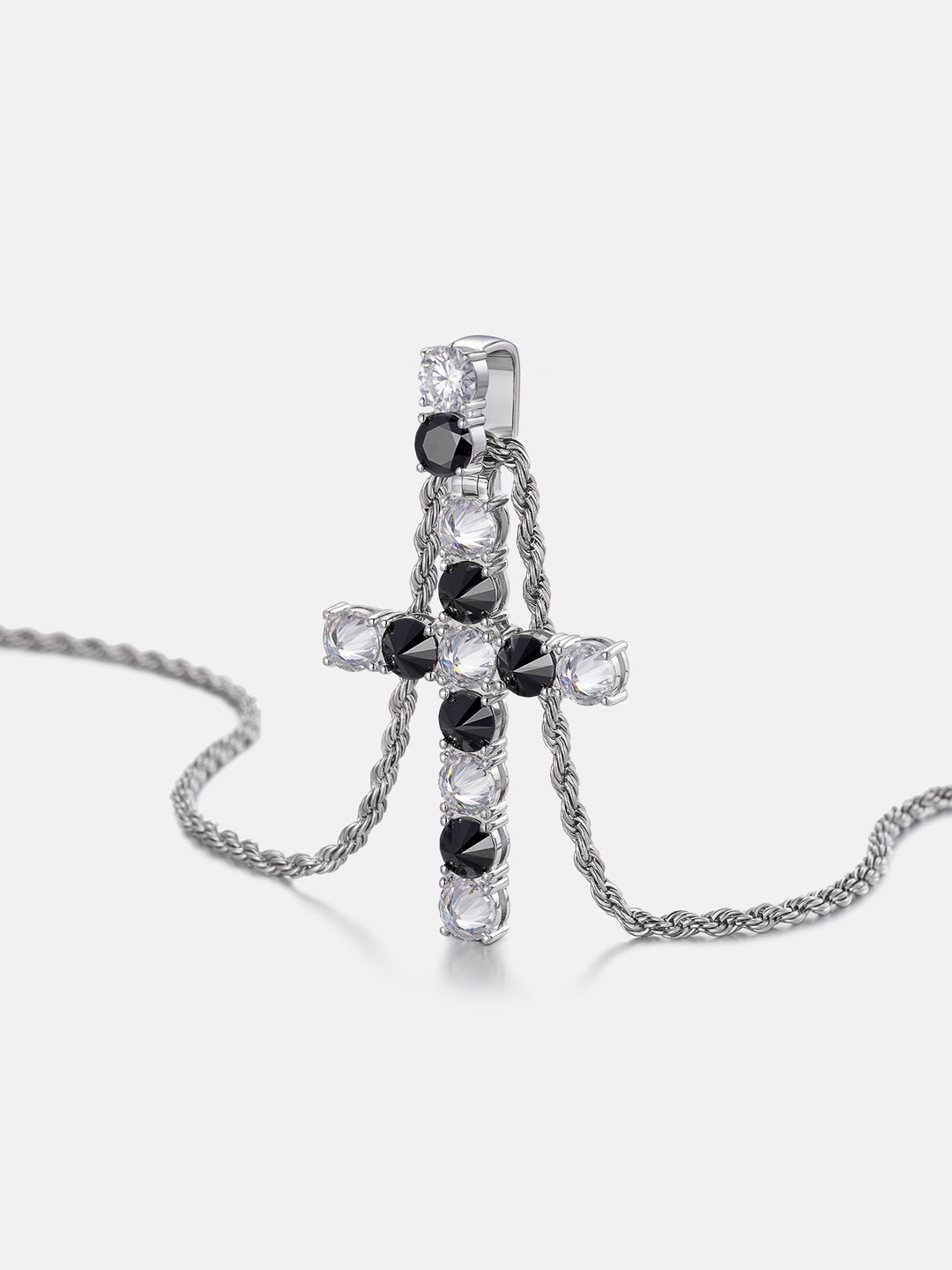 13CT Duo-Tone Reverse Set Moissanite Cross Pendant