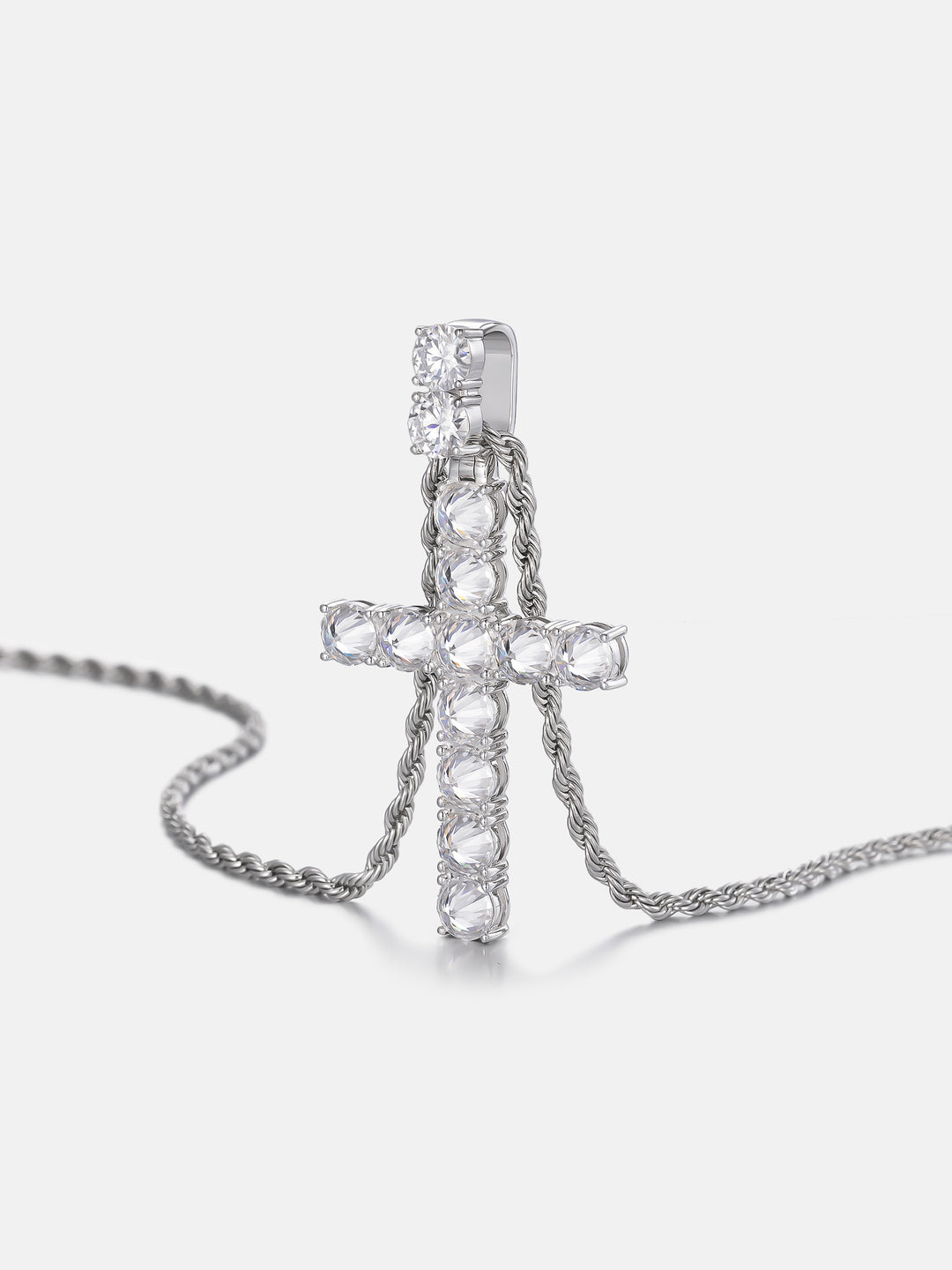 13CT Reverse Set Moissanite Cross Pendant