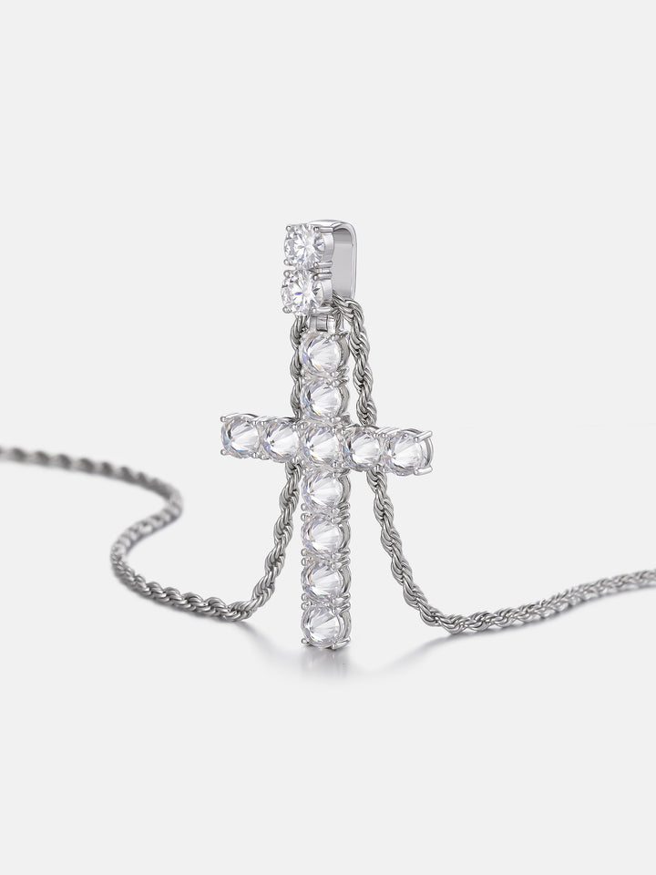 13CT Reverse Set Moissanite Cross Pendant