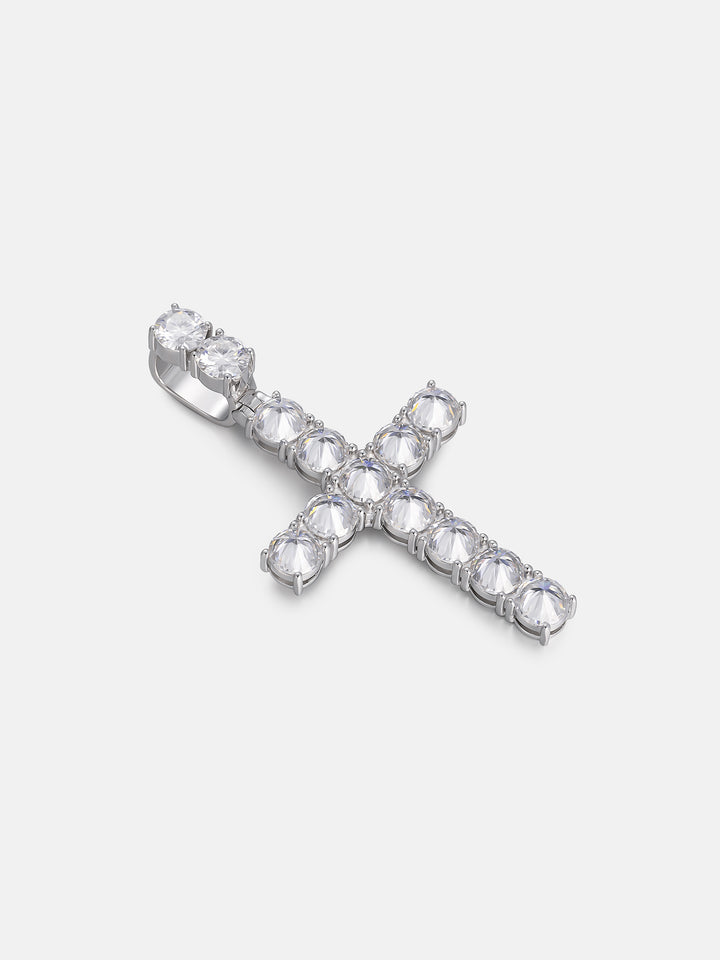 13CT Reverse Set Moissanite Cross Pendant
