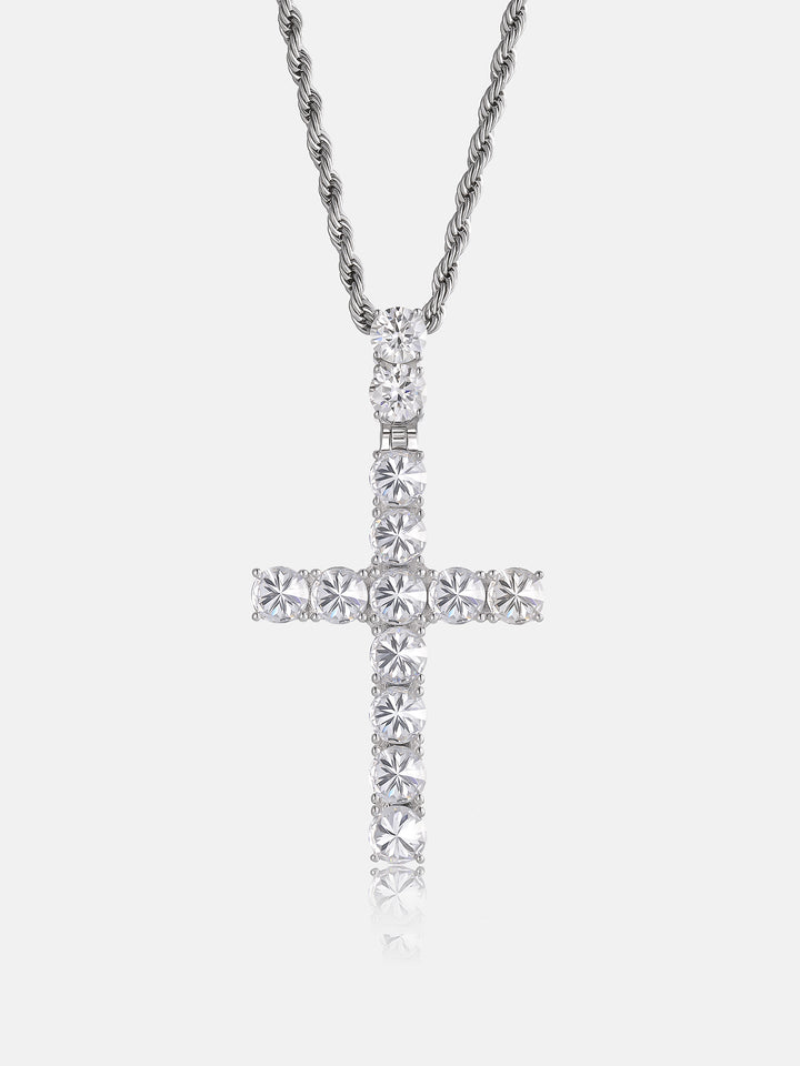 13CT Reverse Set Moissanite Cross Pendant