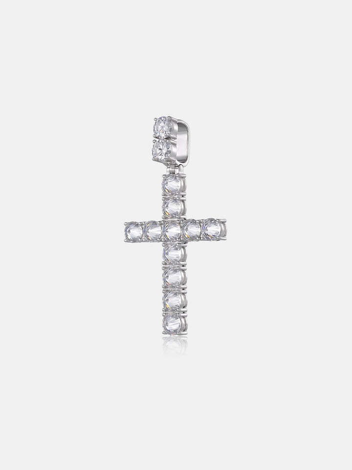 13CT Reverse Set Moissanite Cross Pendant