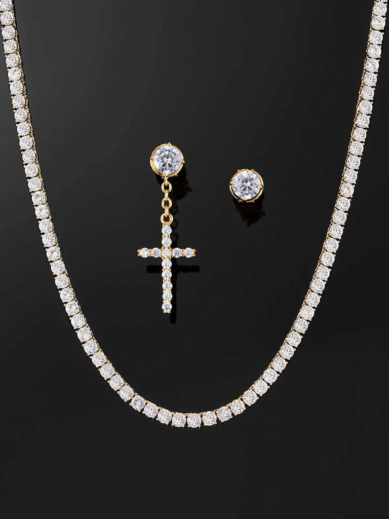 Earrings & Tennis Chain Set [2PCS SET]