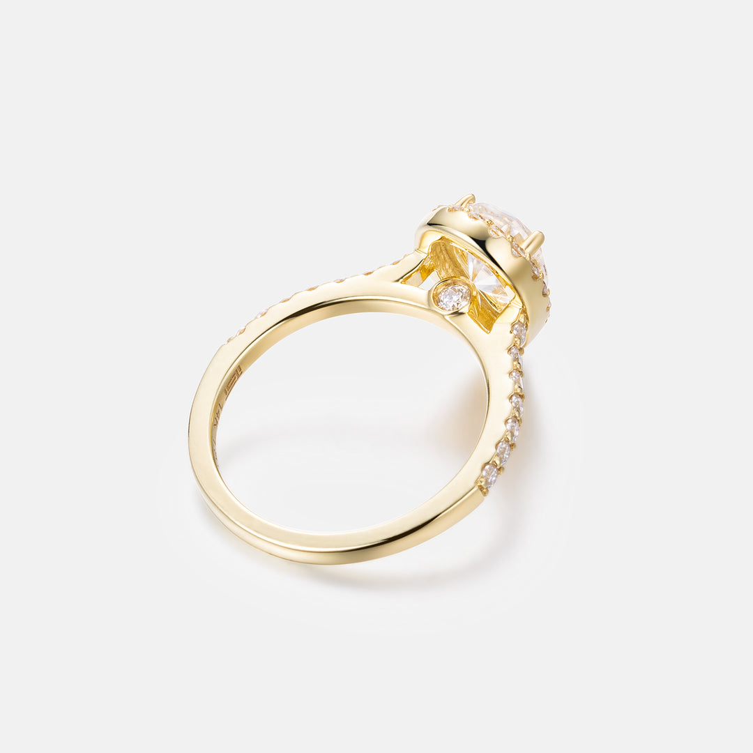 14K Solid Yellow Gold & Moissanite 1.5CT Pear Cut Engagement Ring