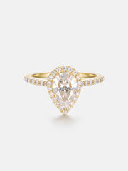 14K Real Solid Gold Custom 1.5CT Pear Cut Engagement Ring