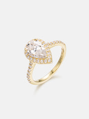 14K Real Solid Gold Custom 1.5CT Pear Cut Engagement Ring