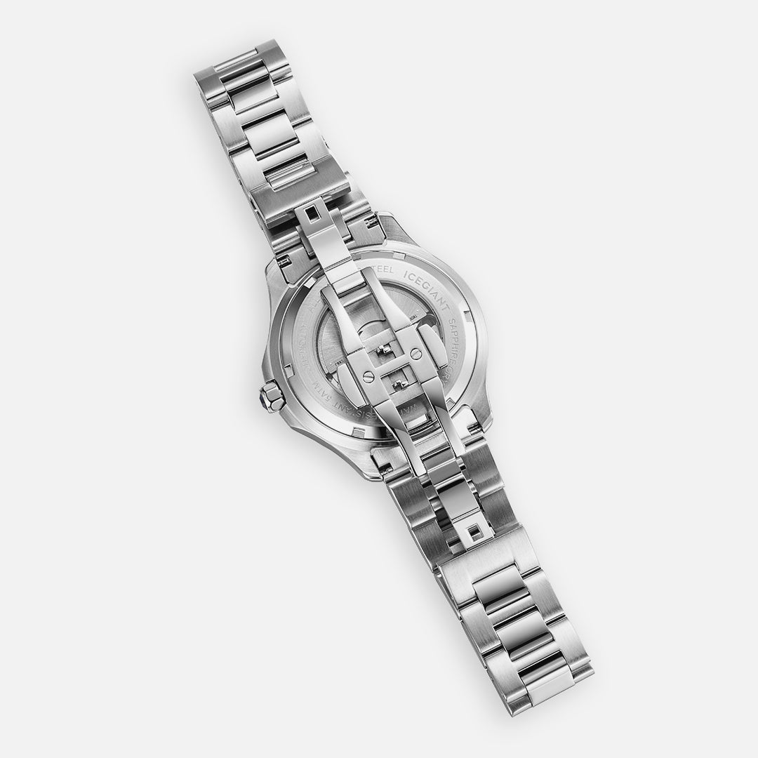 $159 Stainless Iced Moissanite Watch With Olive Green Dial