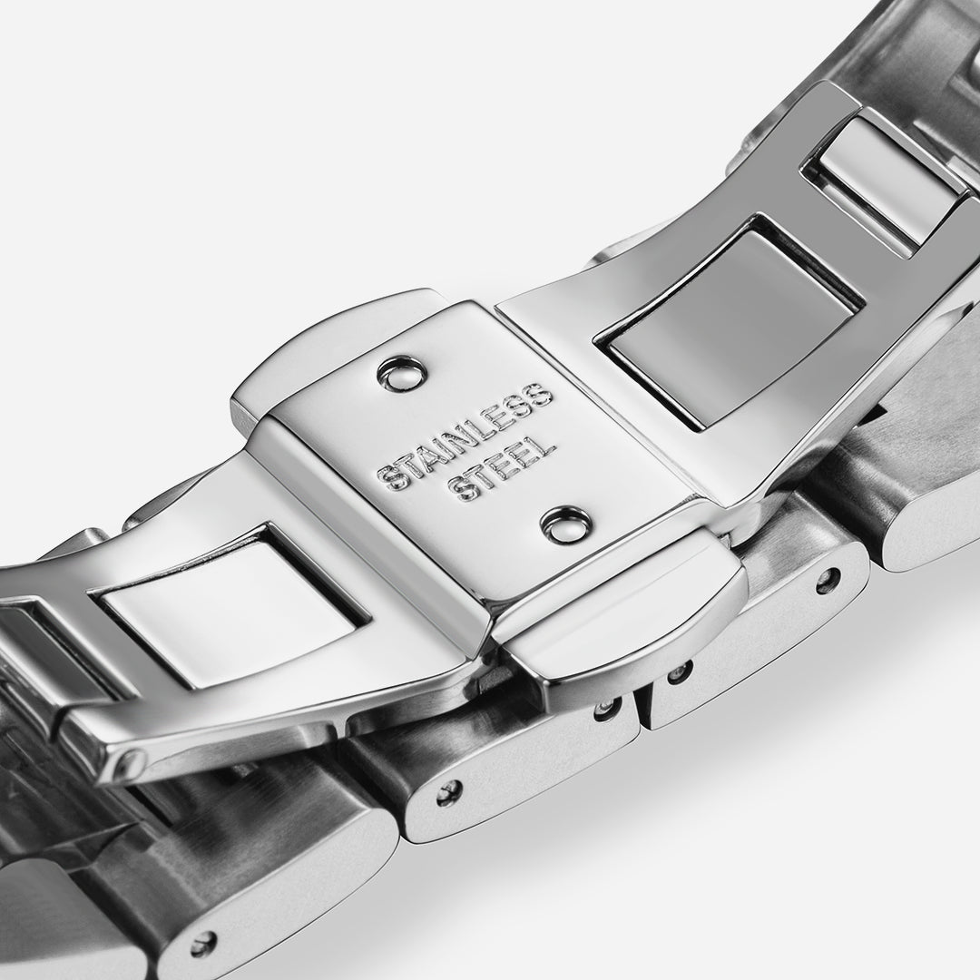 $159 Stainless Iced Moissanite Watch With Olive Green Dial