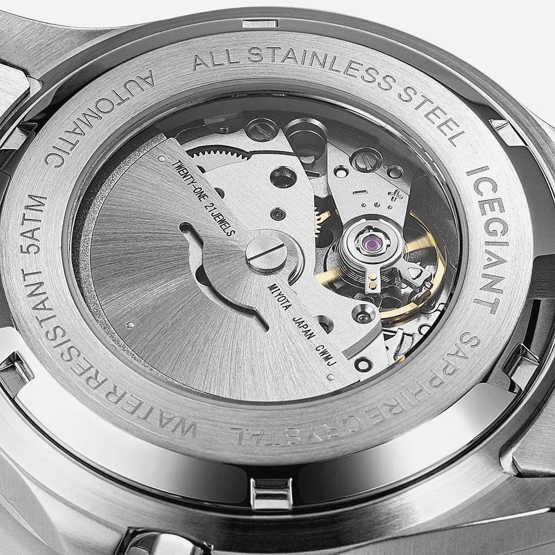 $159 Stainless Iced Moissanite Watch With Olive Green Dial