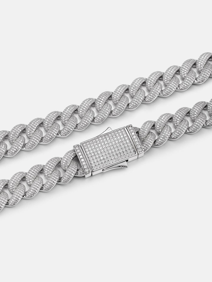 15mm Four Row Moissanite Cuban Link