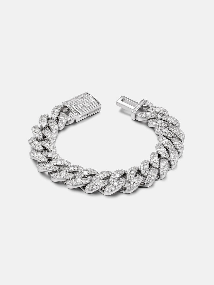 15mm Mosaic Setting Moissanite Cuban Bracelet