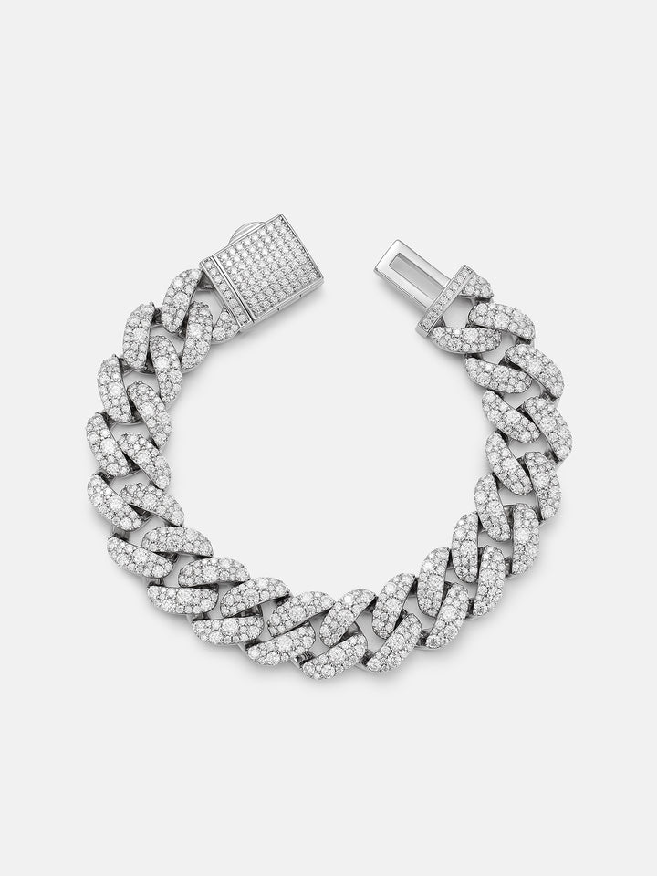 15mm Mosaic Setting Moissanite Cuban Bracelet