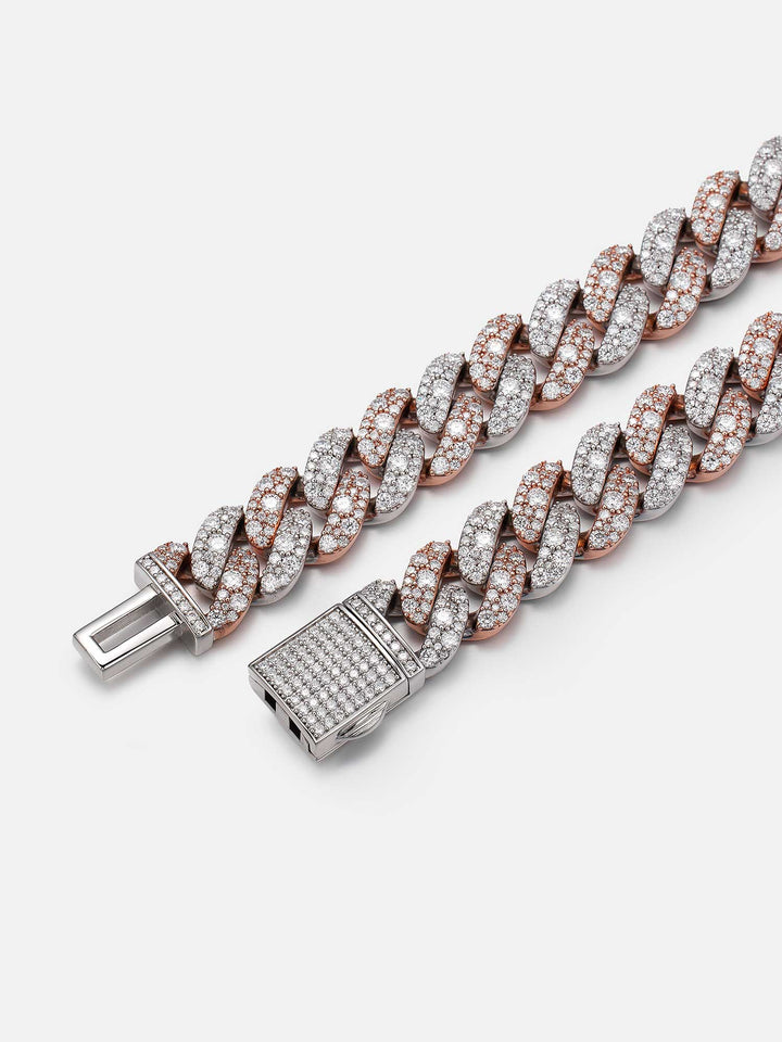 15mm Mosaic Setting Moissanite Cuban Chain