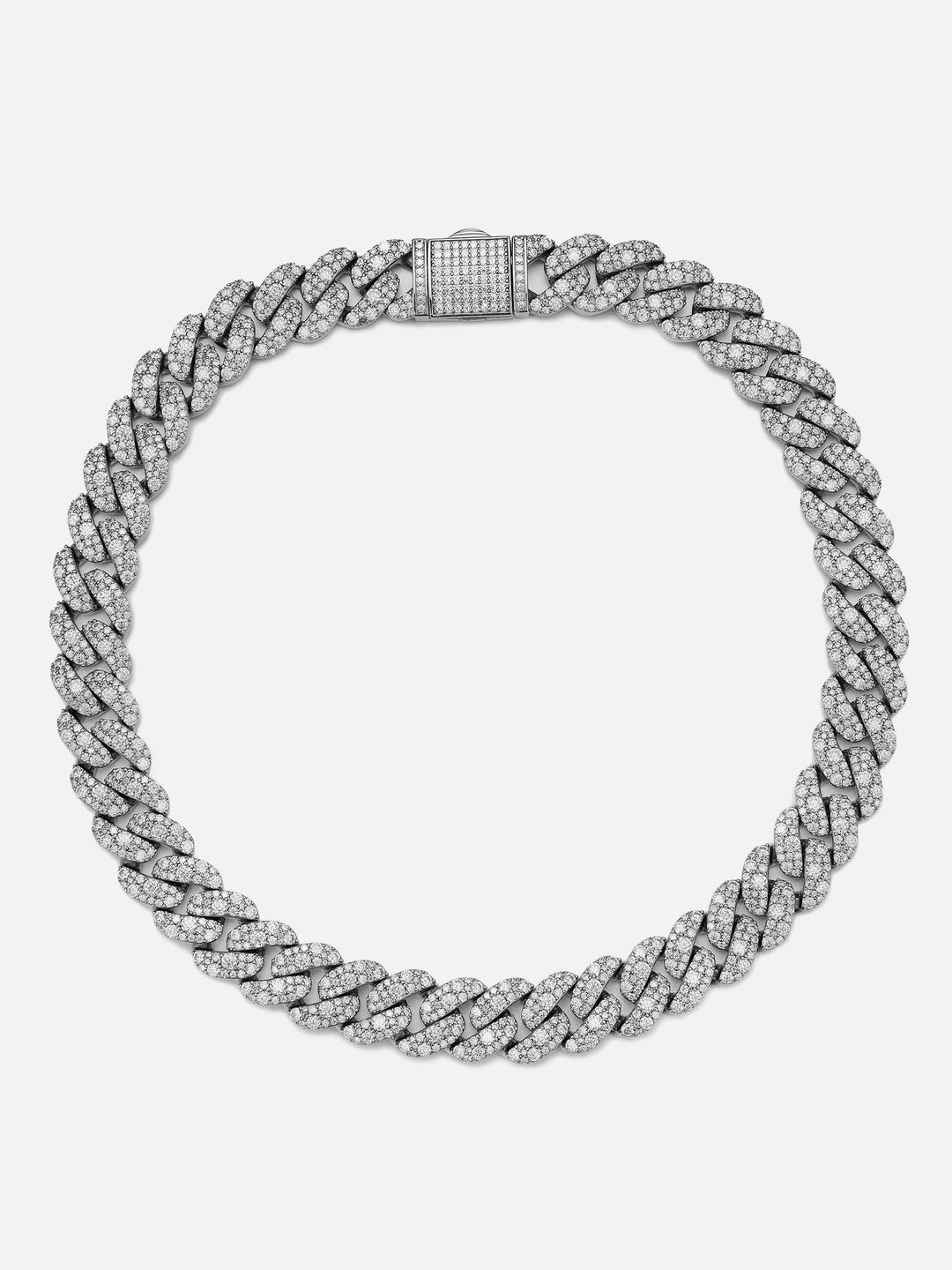 15mm Mosaic Setting Moissanite Cuban Chain