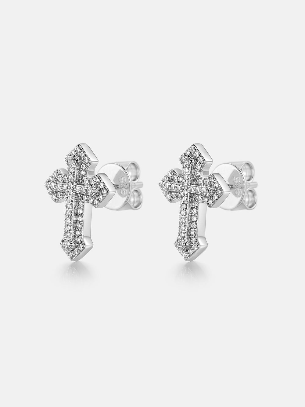 15mm Clustered Cross Moissanite Stud Earrings