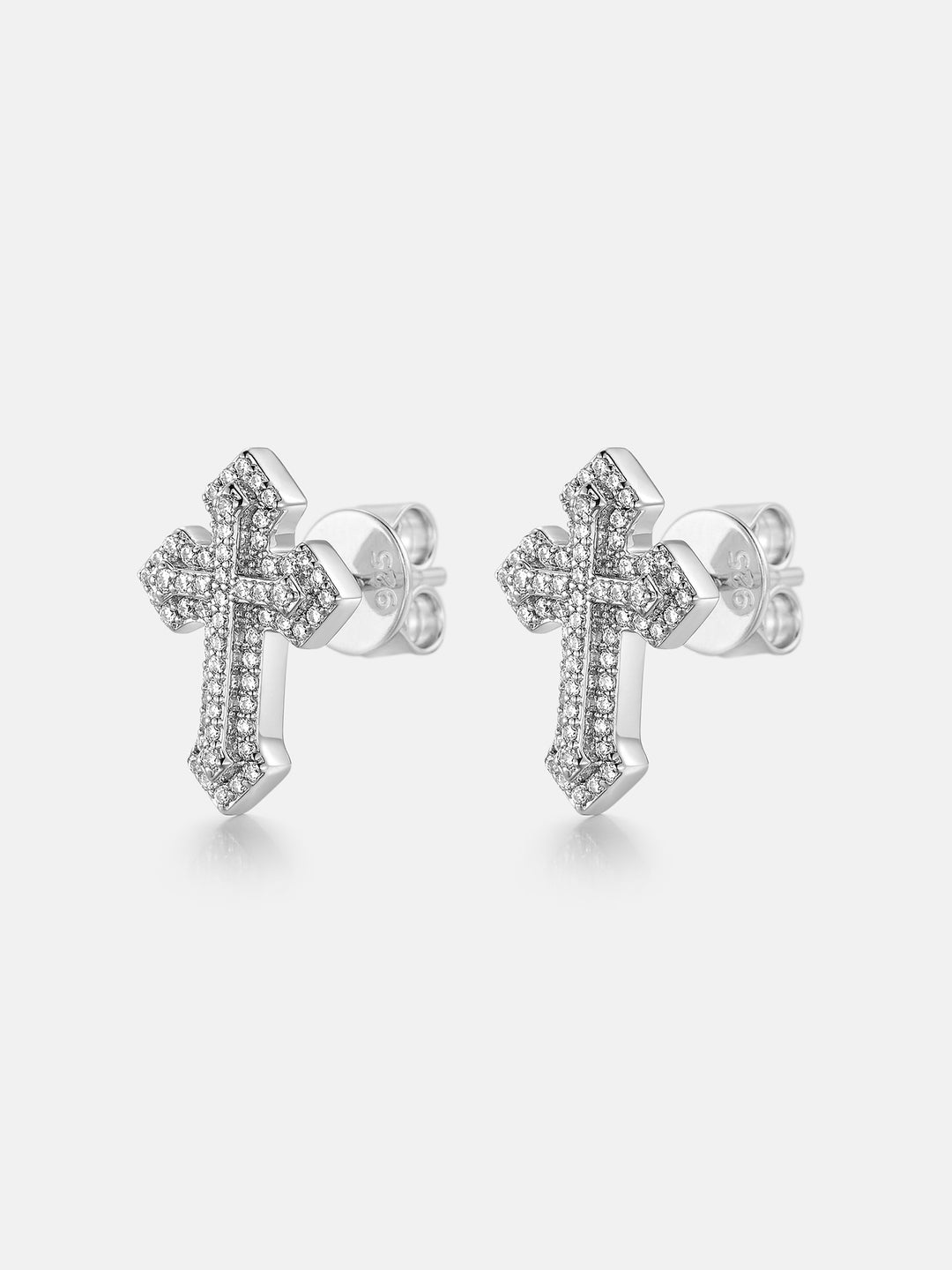 15mm Clustered Cross Moissanite Stud Earrings