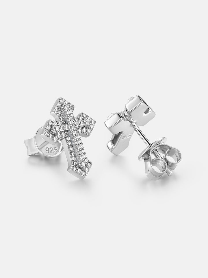 15mm Clustered Cross Moissanite Stud Earrings