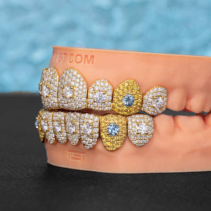 16 Pointer Stone On Center Moissanite Diamond Grillz