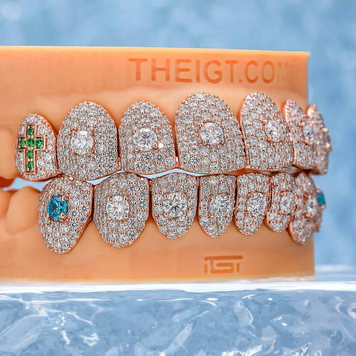 16 Pointer Stone On Center Moissanite Diamond Grillz