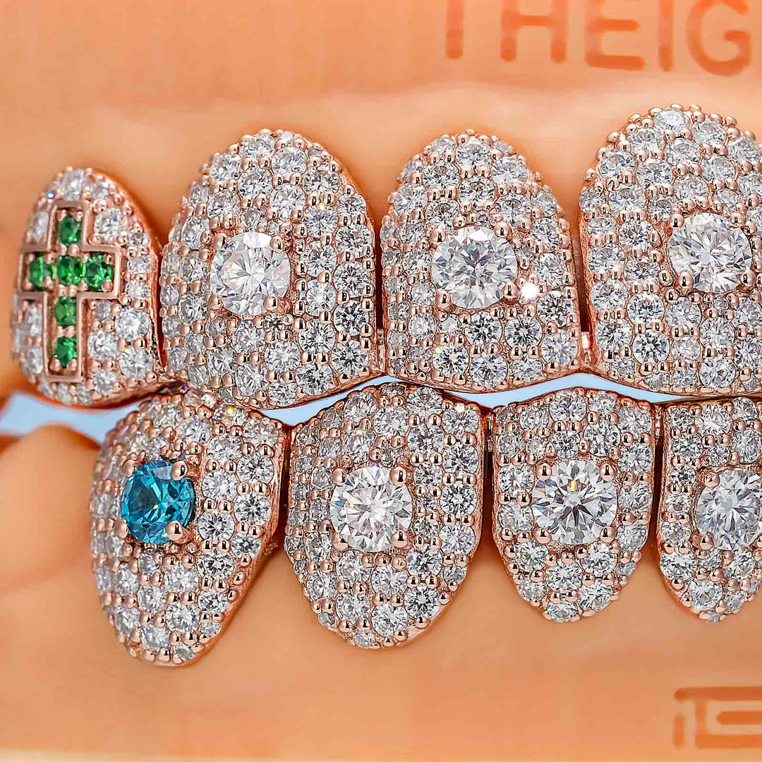 16 Pointer Stone On Center Moissanite Diamond Grillz