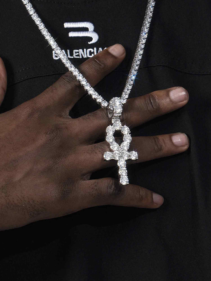 16CT S925 Moissanite Ankh Pendant