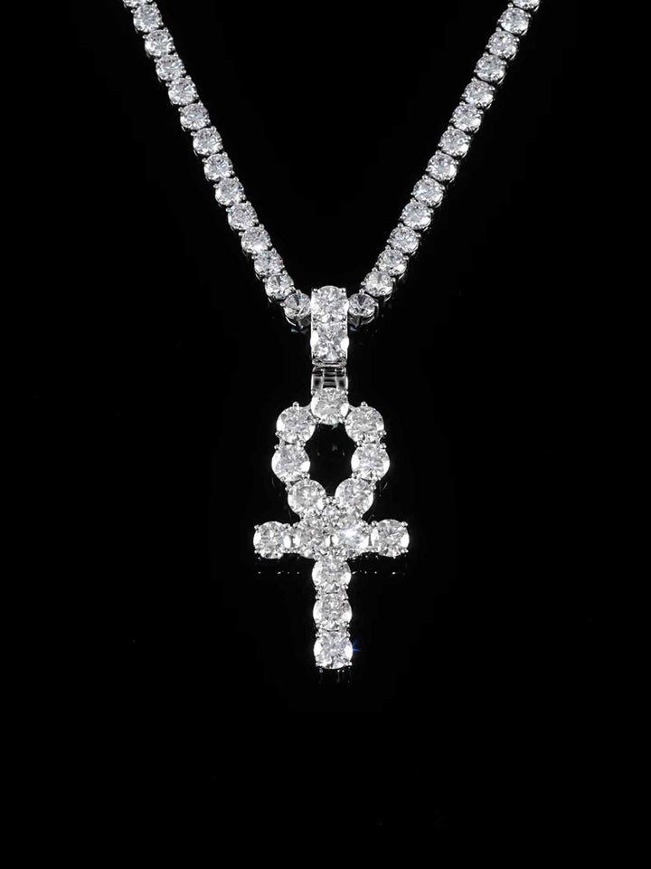 16CT S925 Moissanite Ankh Pendant