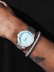 $386 Get Stainless Iced Moissnaite Watch+Moissanite Bracelet Set