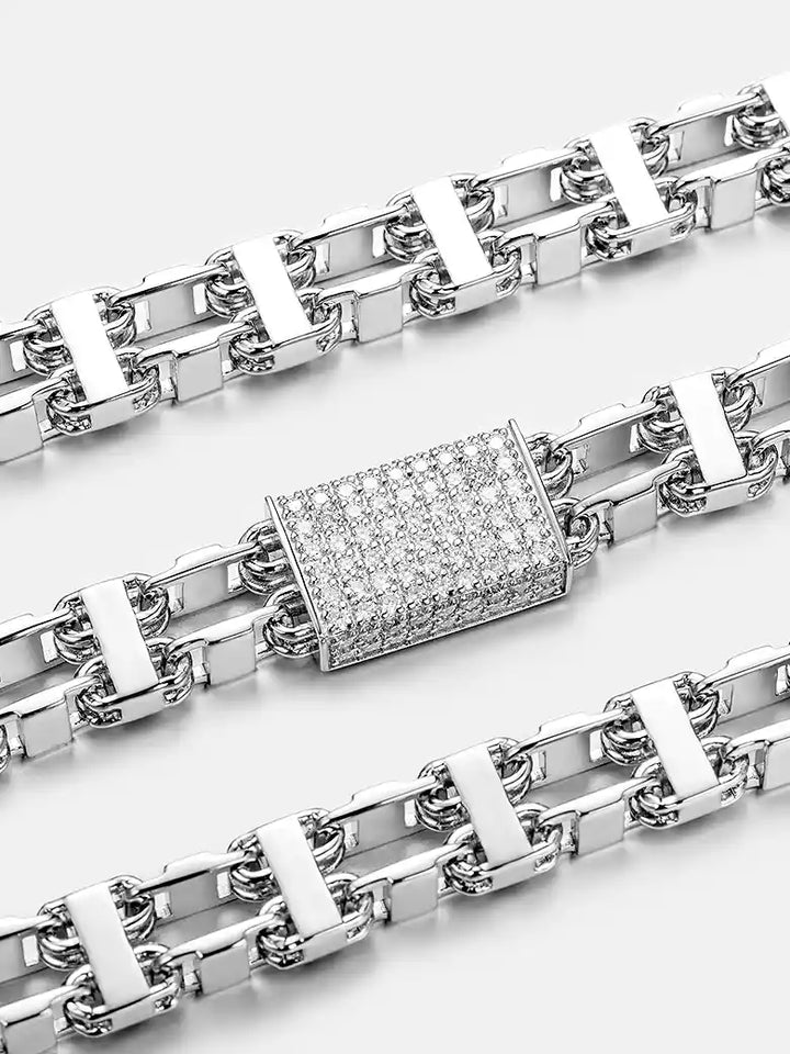 12mm Moissanite Italian Cage Style Chain