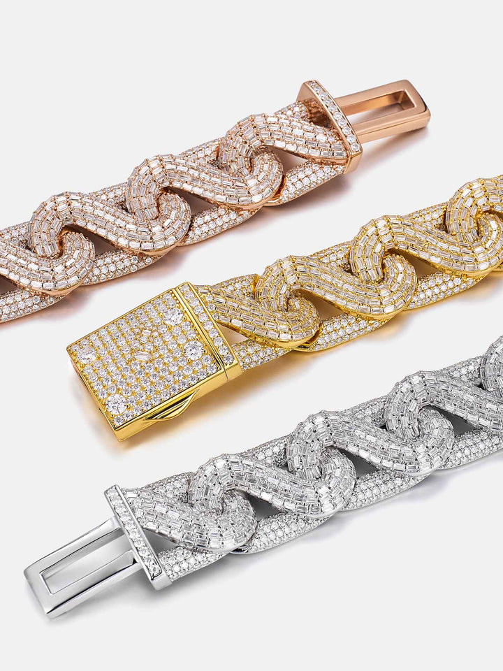 17mm Moissanite Baguette Infinity S-Link Bracelet