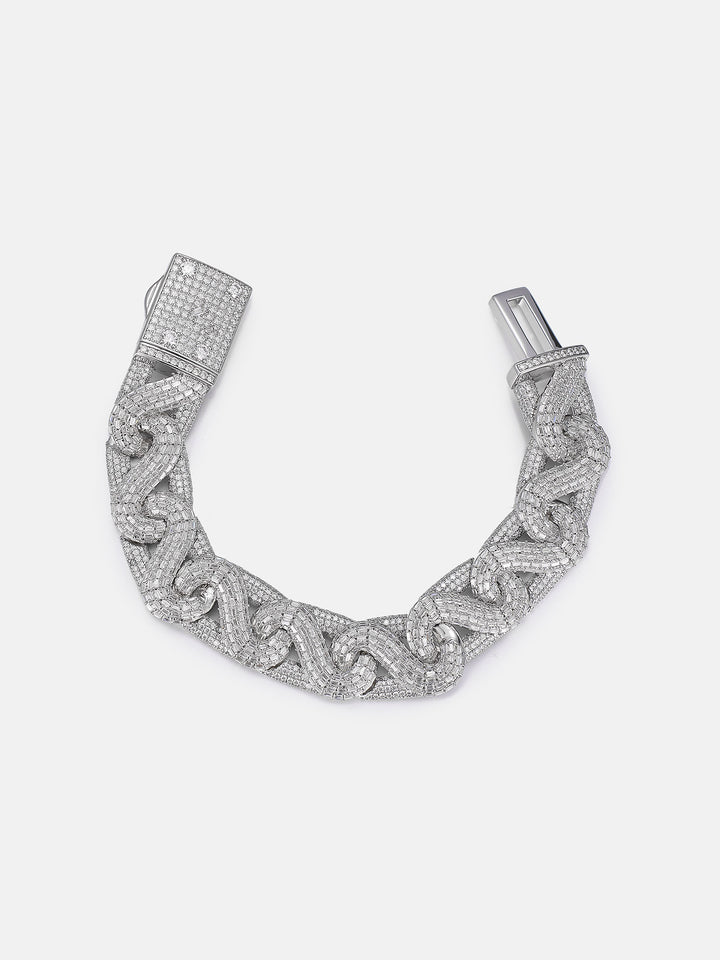 17mm Moissanite Baguette Infinity S-Link Bracelet