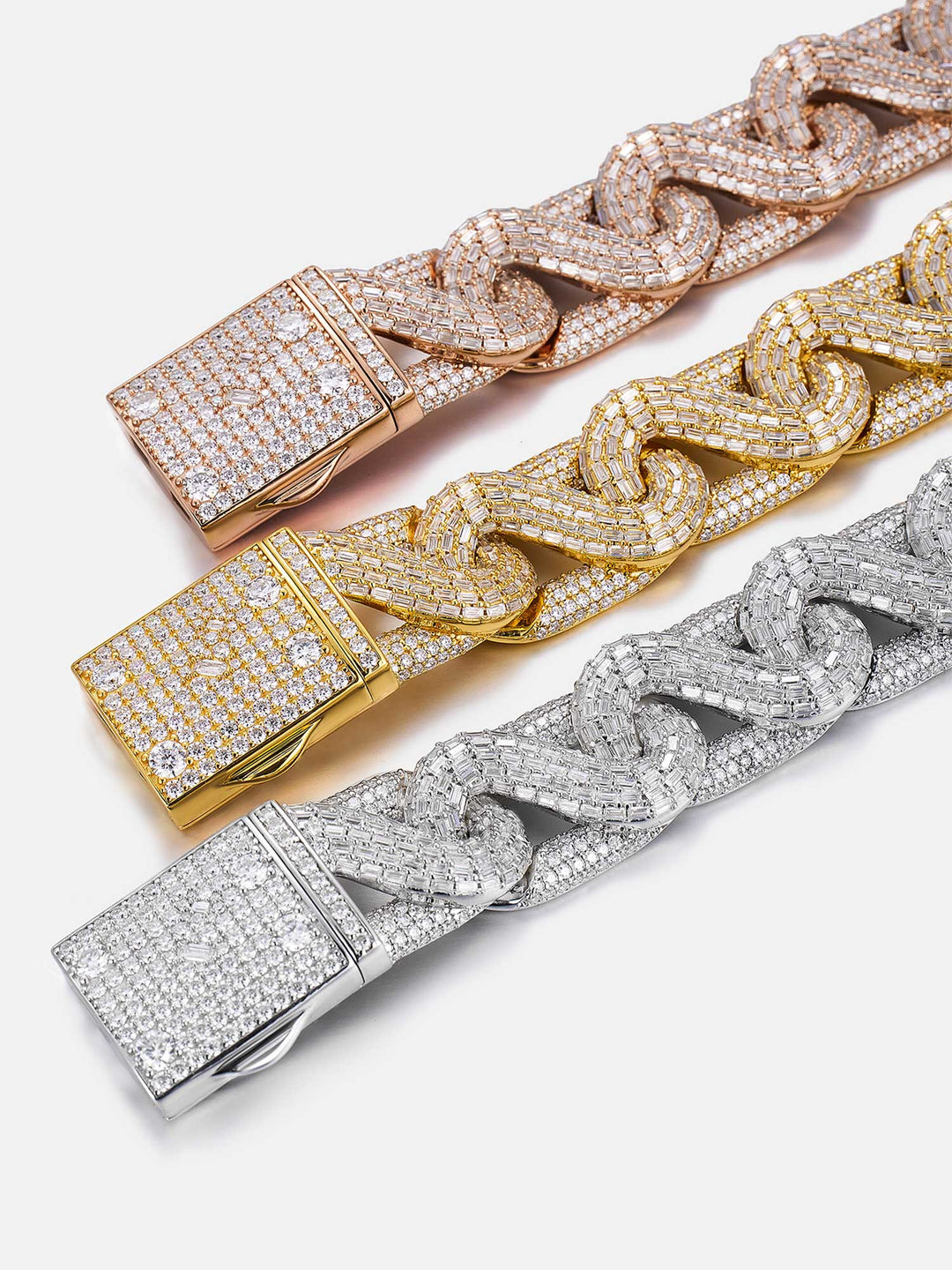 17mm Moissanite Baguette Infinity S-Link Bracelet