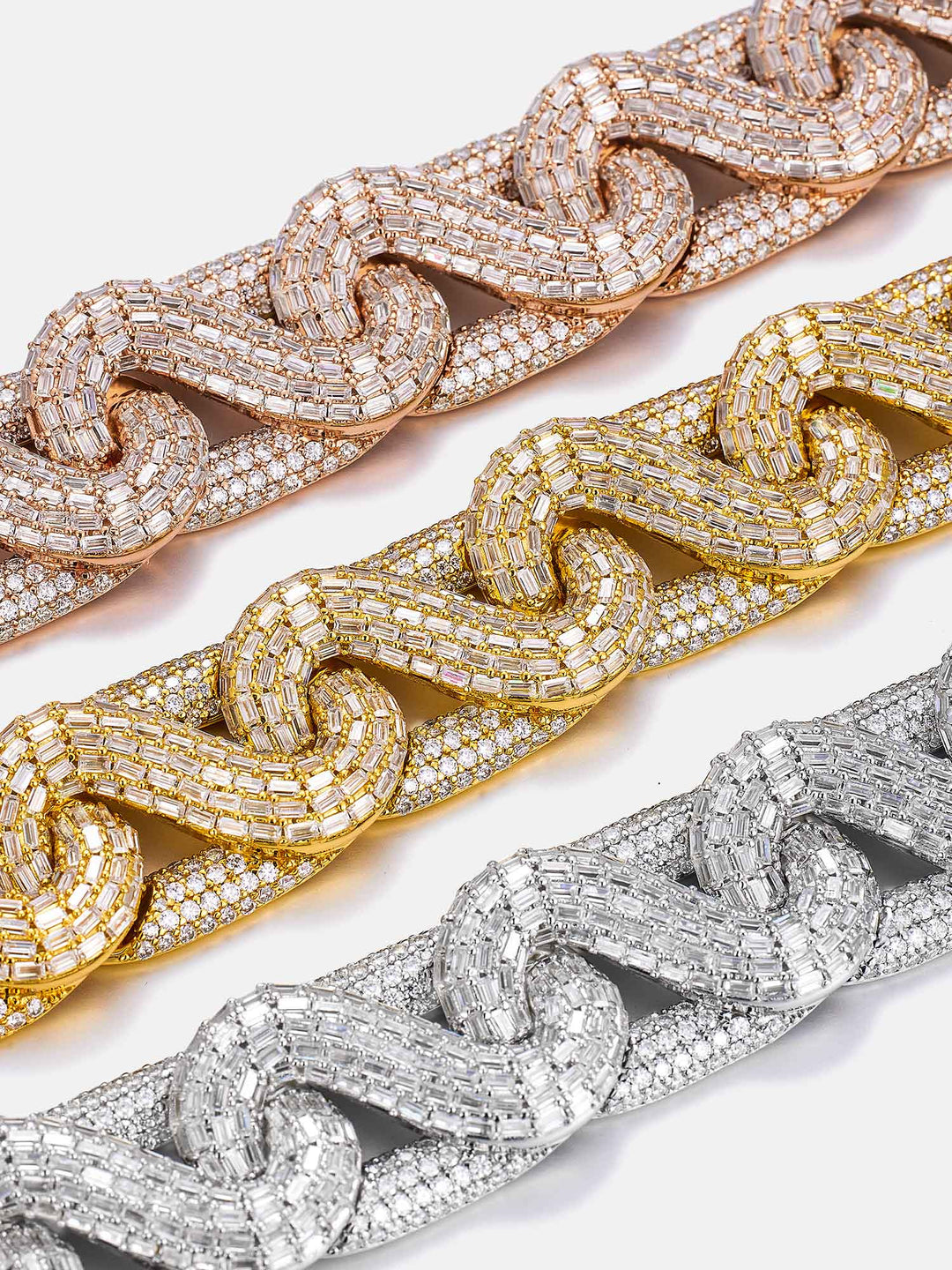 17mm Moissanite Baguette Infinity S-Link Bracelet