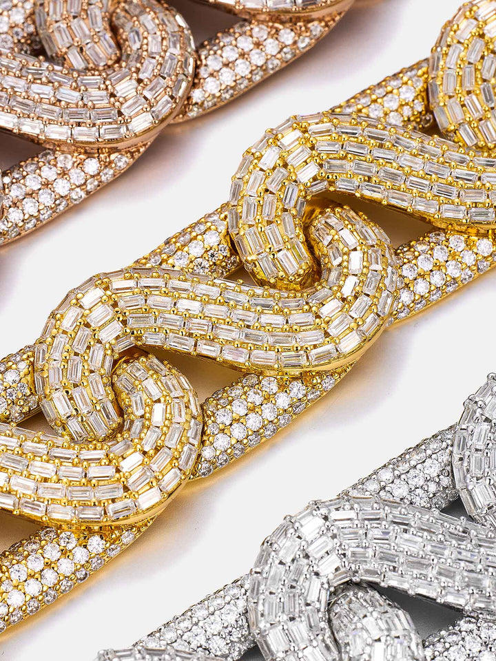 17mm Moissanite Baguette Infinity S-Link Bracelet