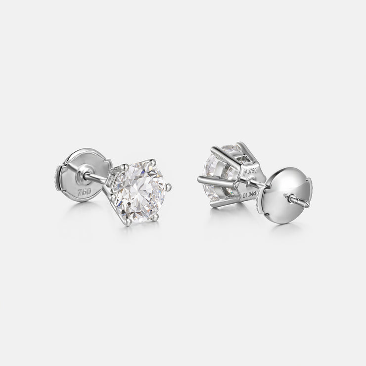 18K Solid Gold Round Cut Lab Diamond Earring