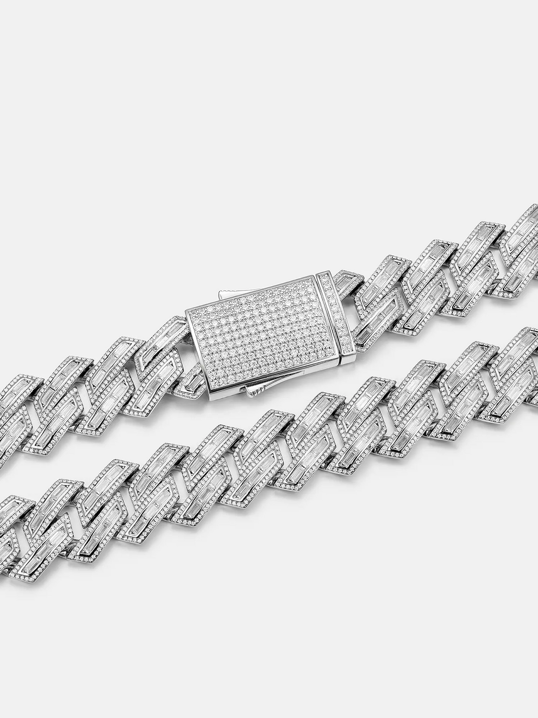 Made to Order 19mm Baguette Moissanite Prong Cuban Chain
