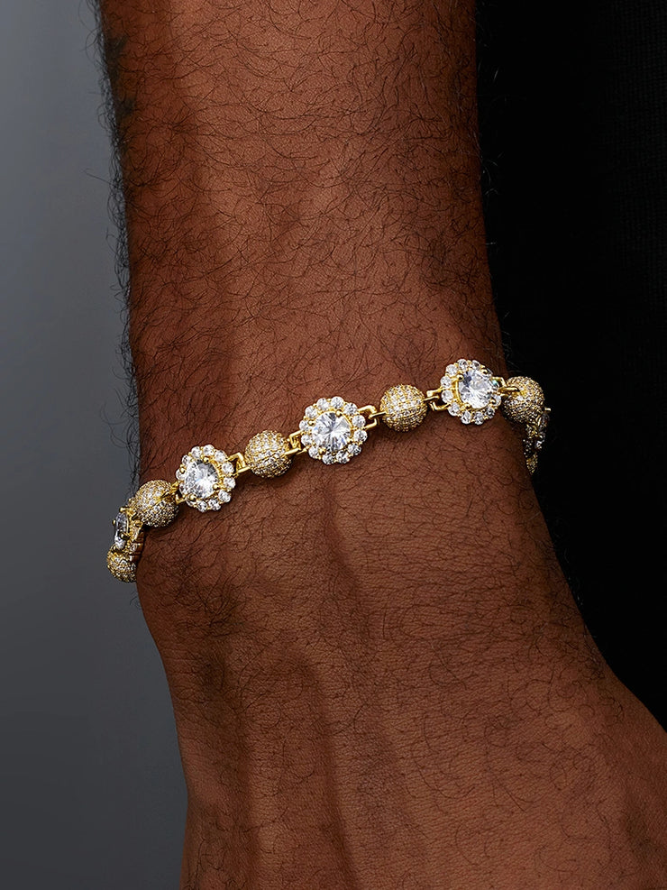 S925 Moissanite Round Ball Flower Bracelet