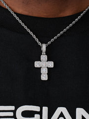 S925 Moissanite Square Cross Pendant