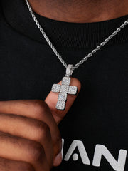 S925 Moissanite Square Cross Pendant