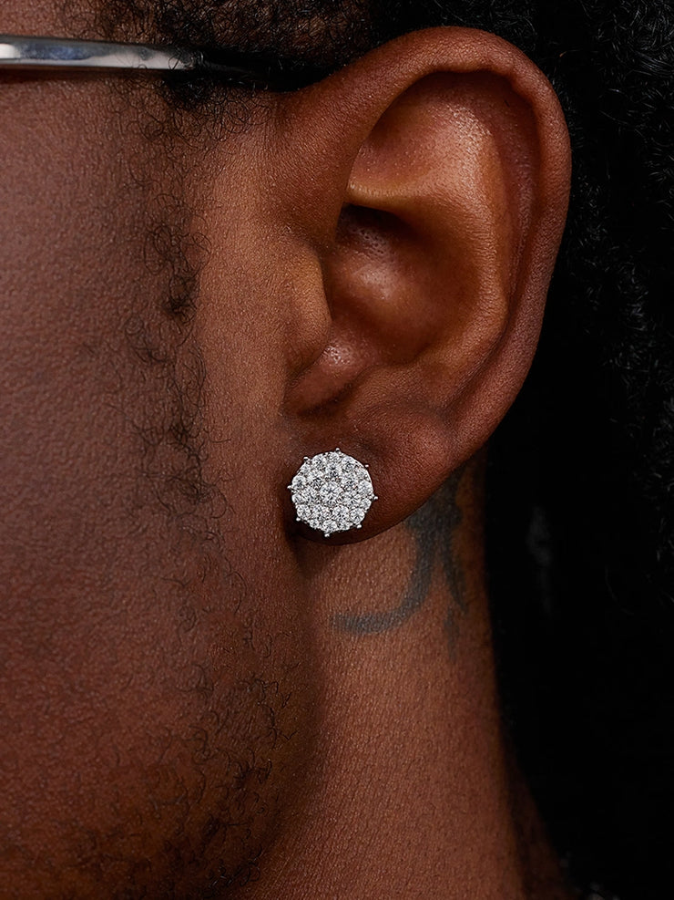 Full Paved Moissanite Cluster Earrings